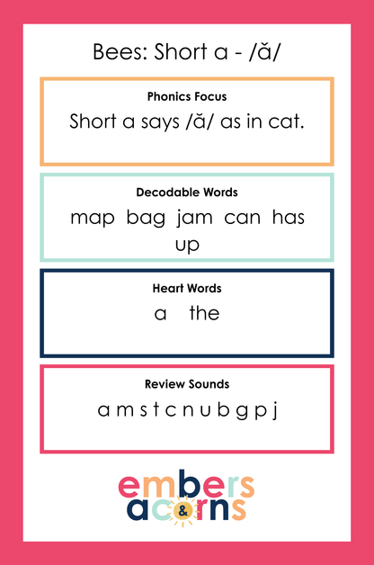 Read with Bees Emergent Reader: Short Vowel CVC